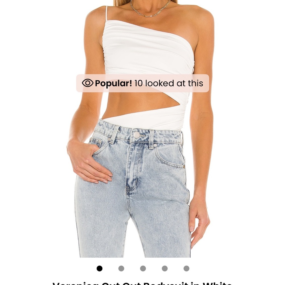 Superdown White Asymmetrical Bodysuit